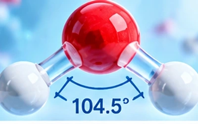 Computational Chemistry Comparison and Benchmark Database (CCCBDB): Experimental H–O–H bond angle for H2O, 104.5°