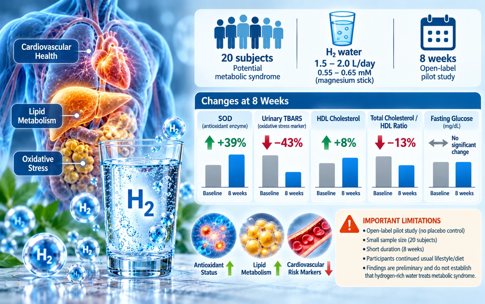 Effectiveness of Hydrogen Rich Water on Antioxidant Status of Subjects with Potential Metabolic Syndrome—An Open Label Pilot Study