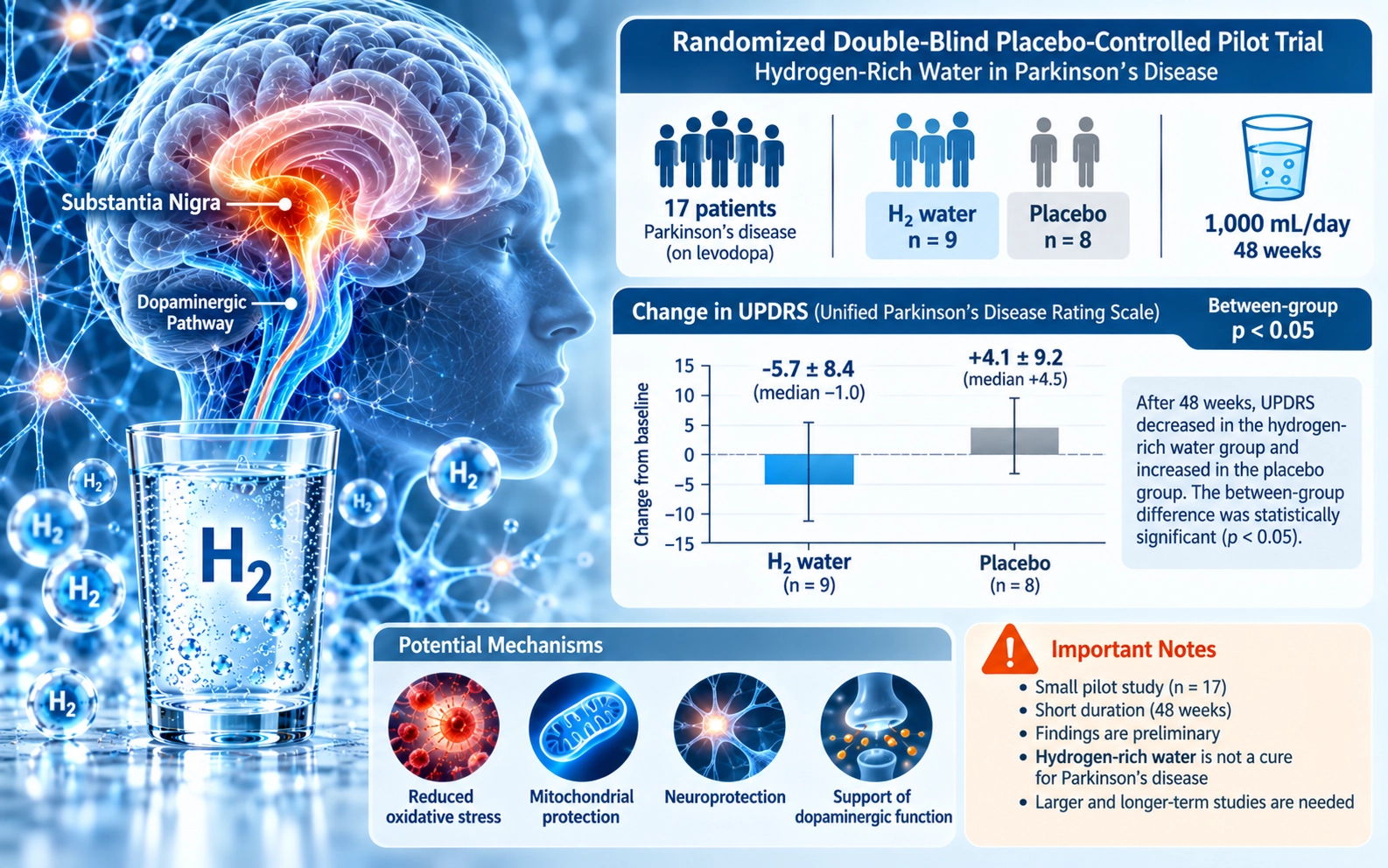 Pilot study of H₂ therapy in Parkinson’s disease: a randomized double-blind placebo-controlled trial