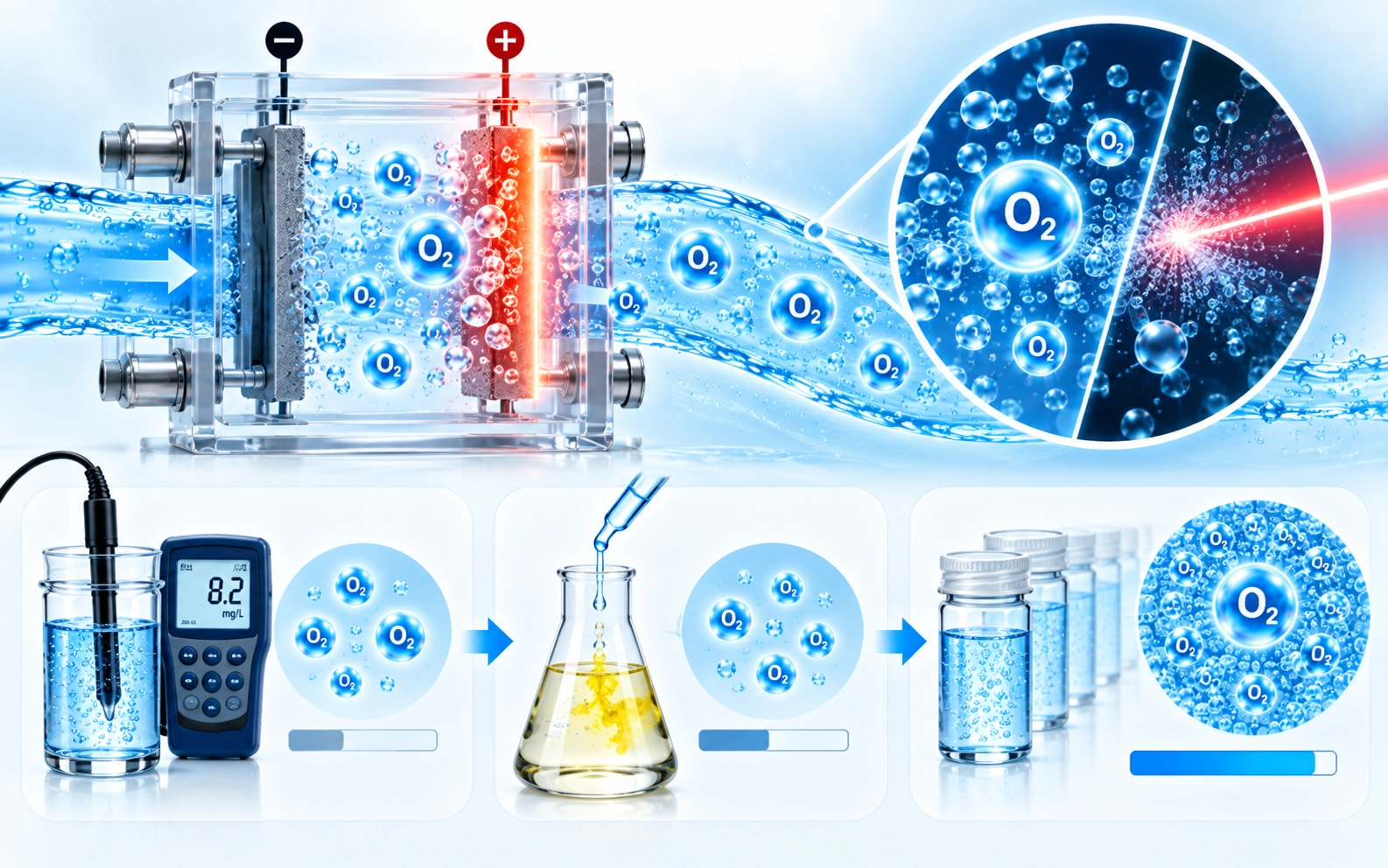 Concentration determination of oxygen nanobubbles in electrolyzed water